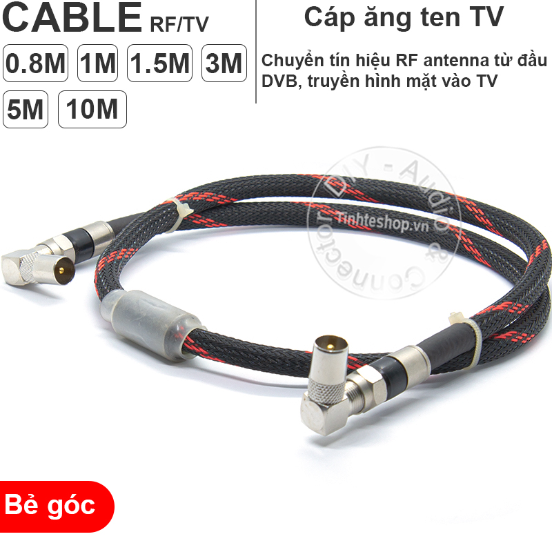 Antenna cable for TV with 2 perpendicular jacks