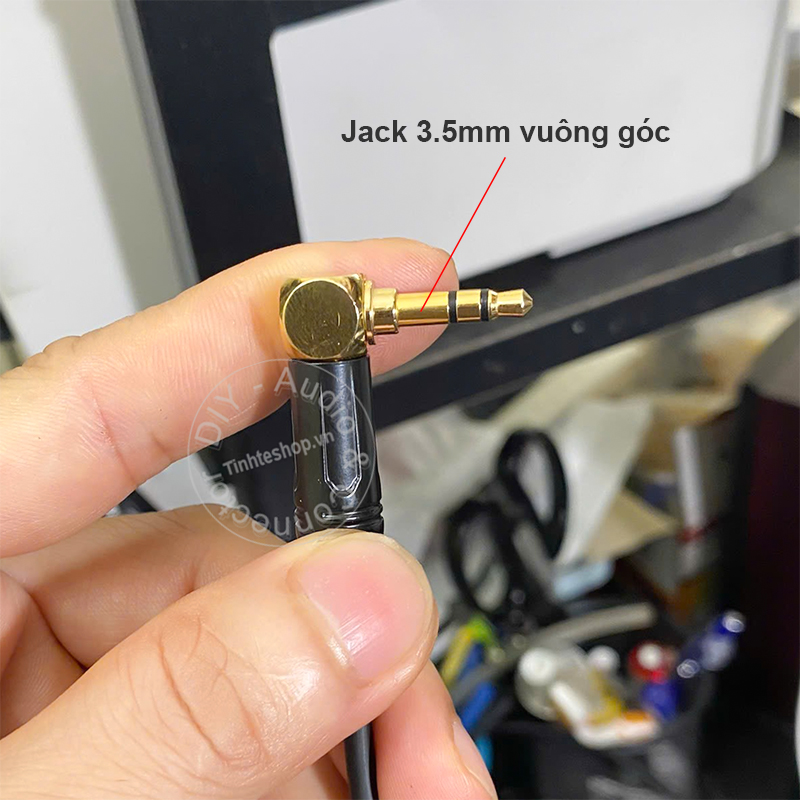 3.5mm stereo extension cable screws into the case
