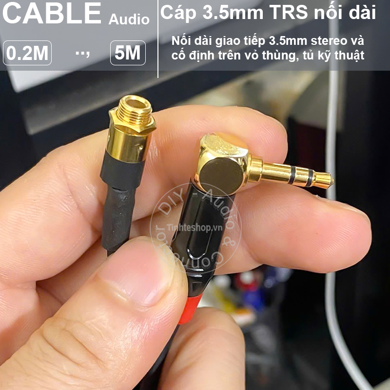 3.5mm stereo extension cable screws into the case
