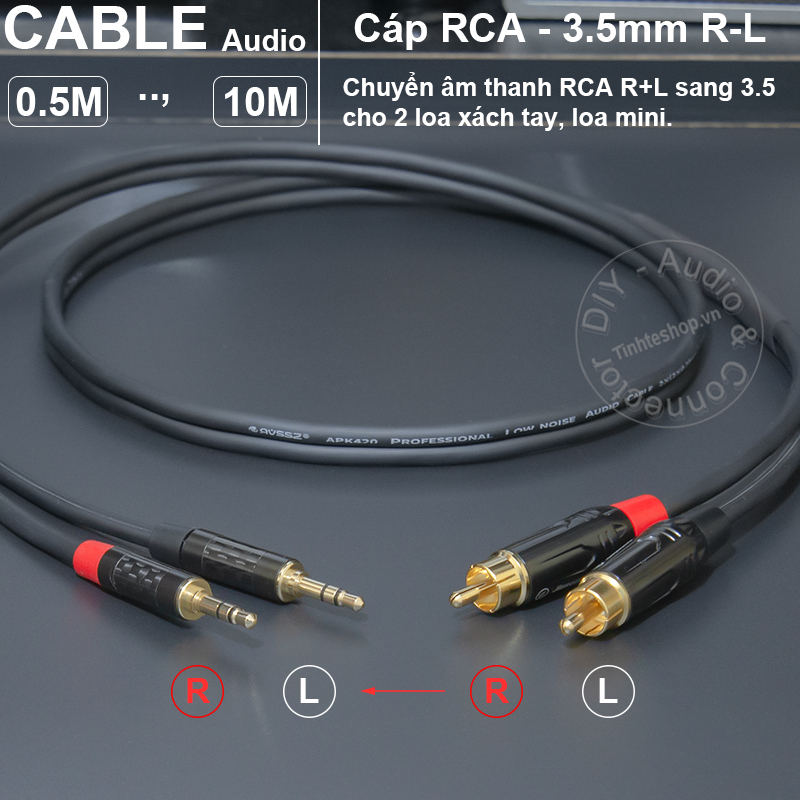 RCA to 1/8 audio cable for 2 left and right speakers
