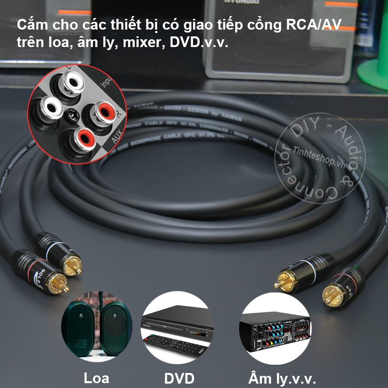 1 pair of RCA audio cable for DVD Amplifier Speaker