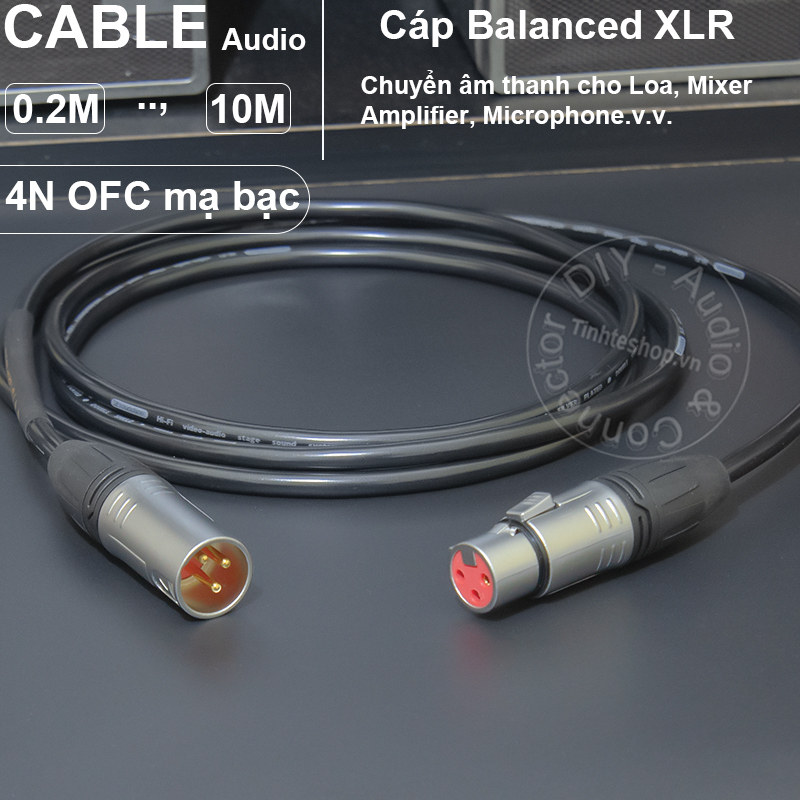 Self-made XLR male - female balanced cable with silver-plated 4N copper core