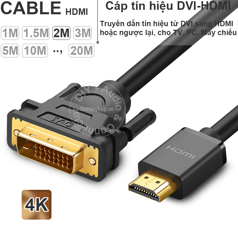 Dây DVI to HDMI 4K Ugreen HD106 - HDMI to DVI support 4K | Tinh Tế Shop