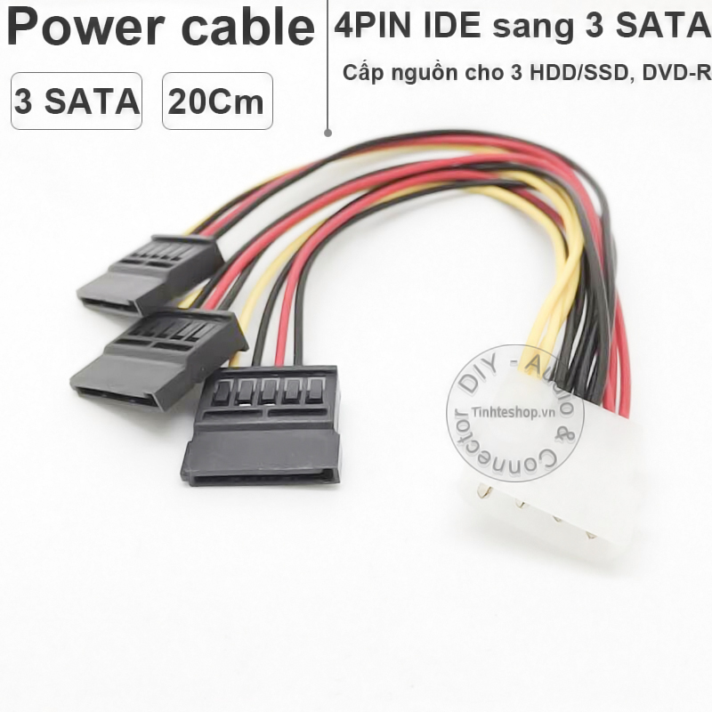 cáp chia nguồn 4pin ide ra 3 sata