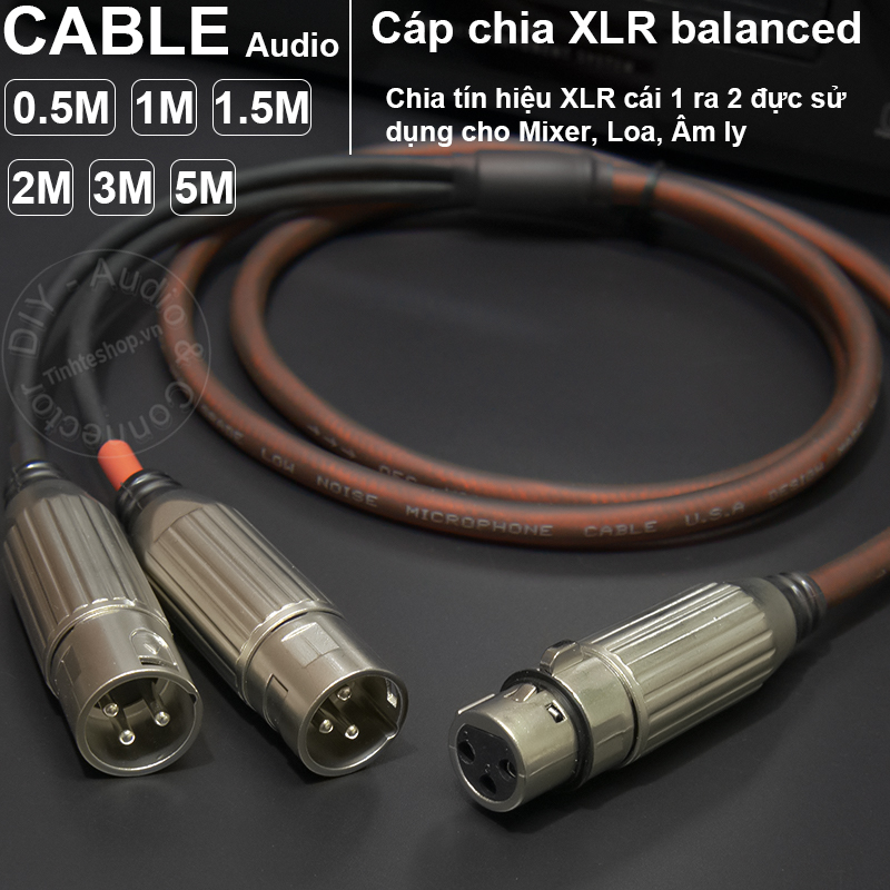 XLR female to 2 male balanced audio cable