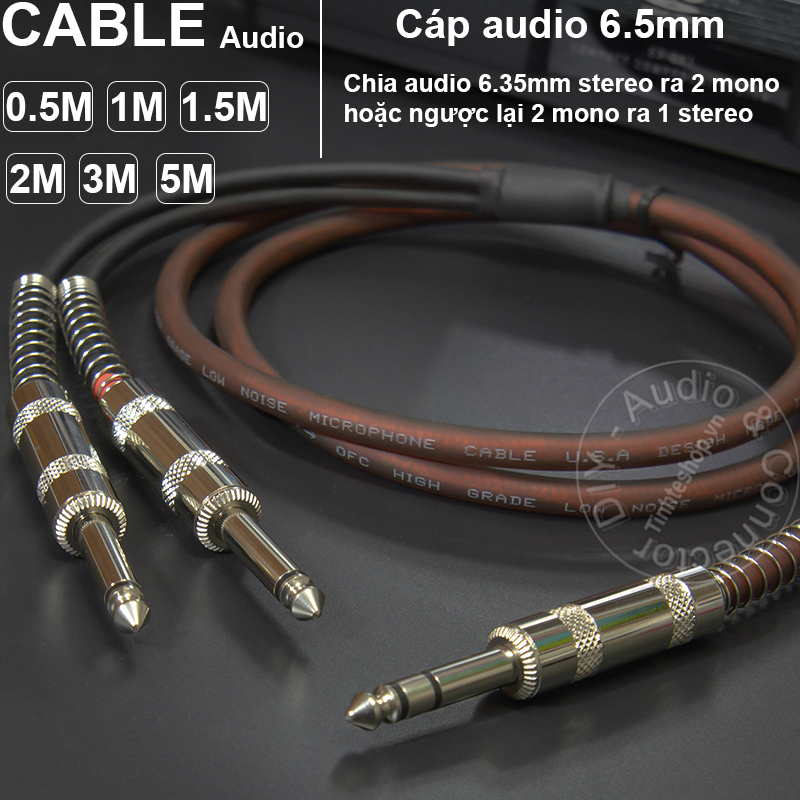 6.5mm stereo to 2 6.5mm mono cable