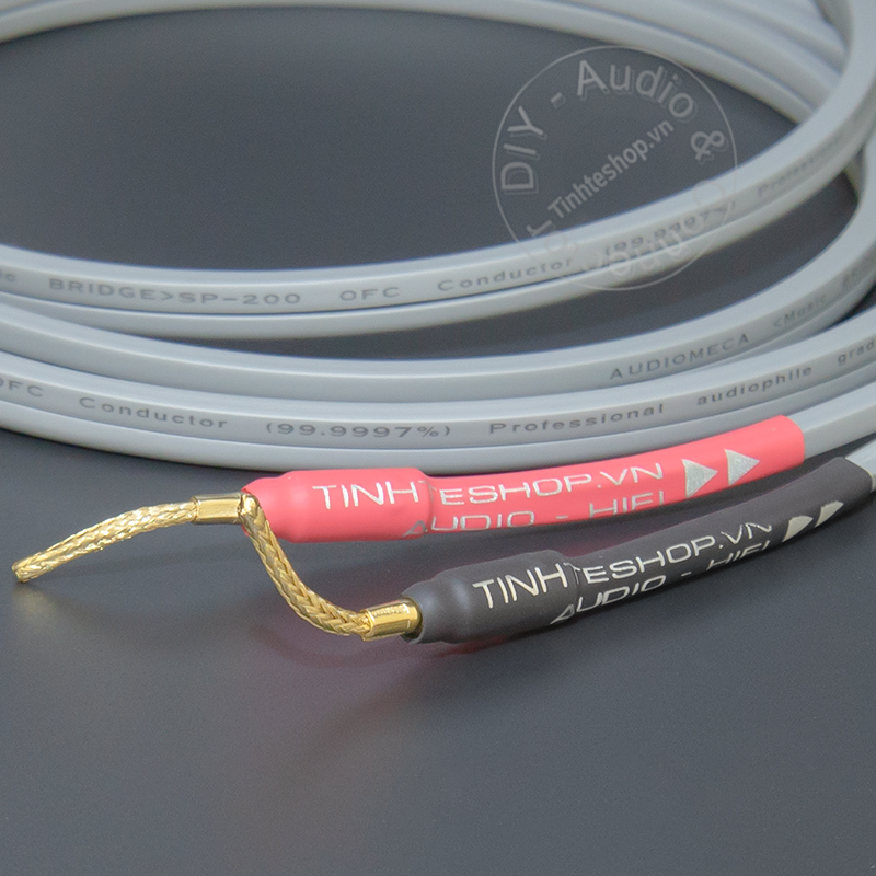 Homemade 24K gold-plated soft copper mesh speaker cable