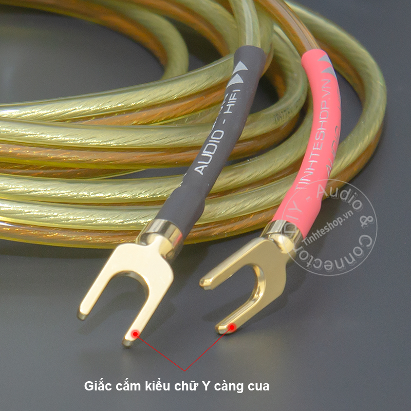 Do-it-yourself banana and Y-shaped speaker cable