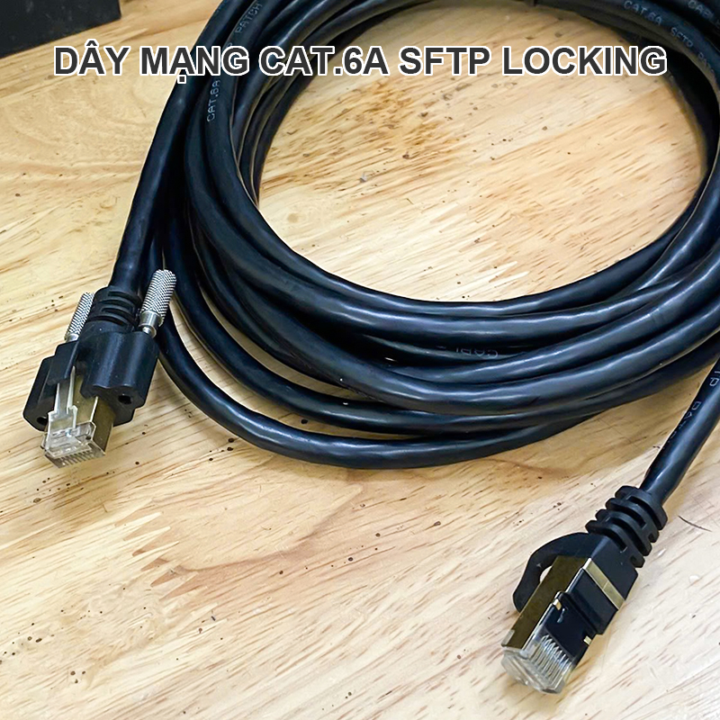 Cat.6A SFTP camera cable, RJ45 to RJ45 connector with double screw lock