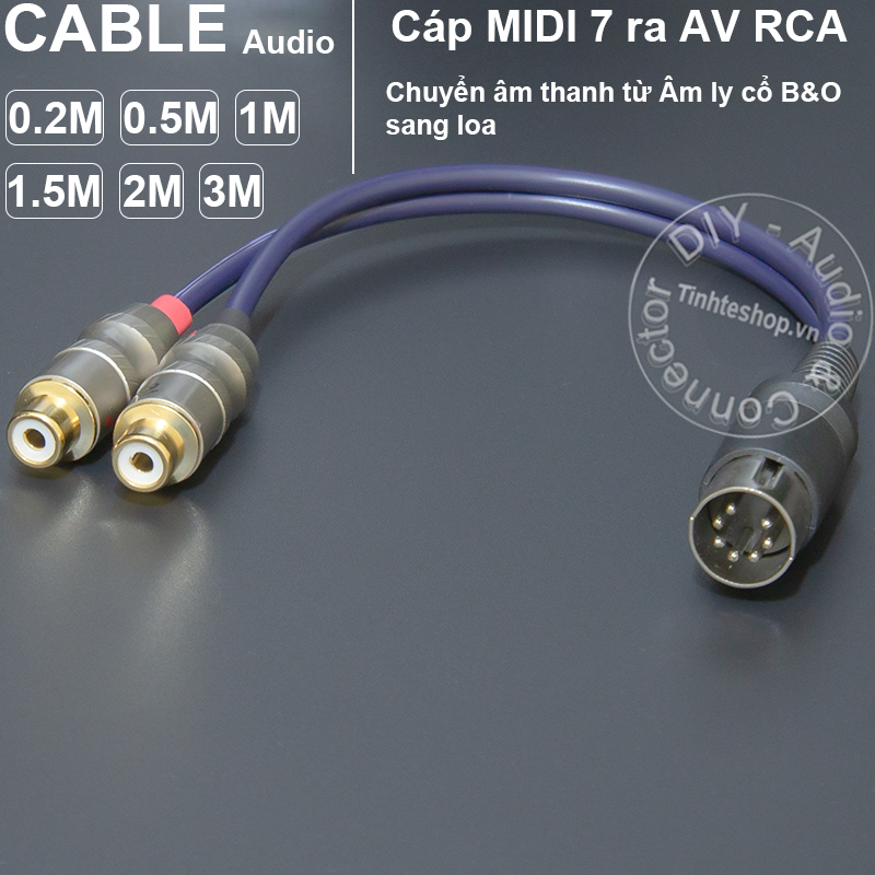 7-pin MIDI to 2 RCA audio cable for B&O amplifier