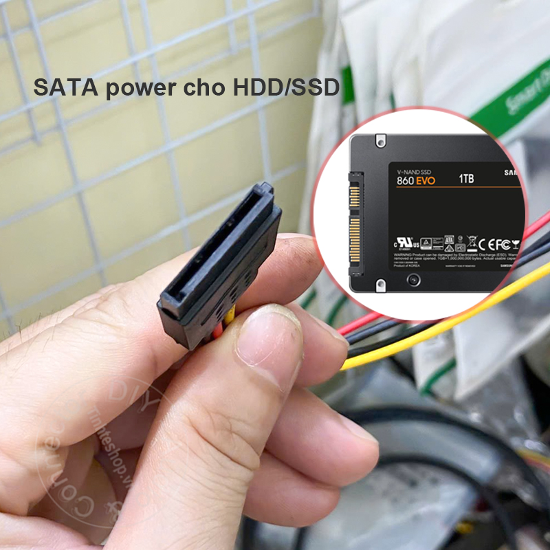 SATA Power Cable for Hikvision Video Recorder, 4 Pin to SATA Hard Drive HDD Power
