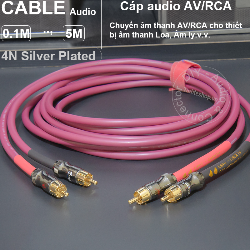 Silver-plated OFC copper core 2-plug RCA audio cable
