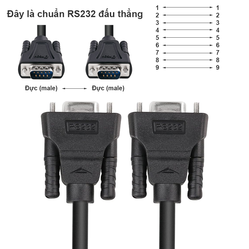 Dây cổng COM 9pin 2 cổng đực DTECH DT 9005A
