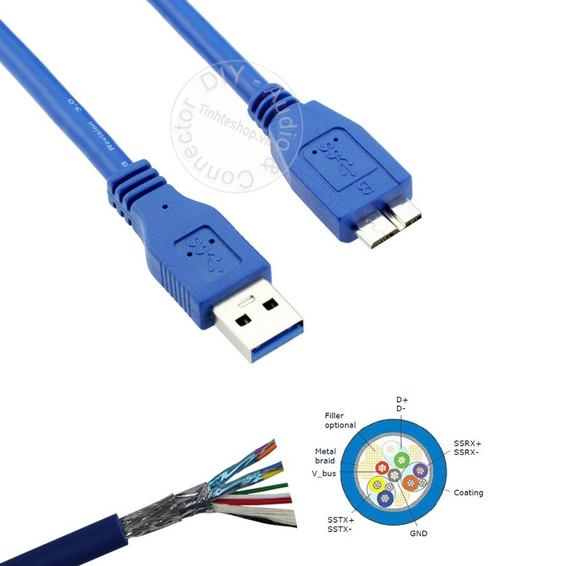 USB 3.0 type A male to type B micro