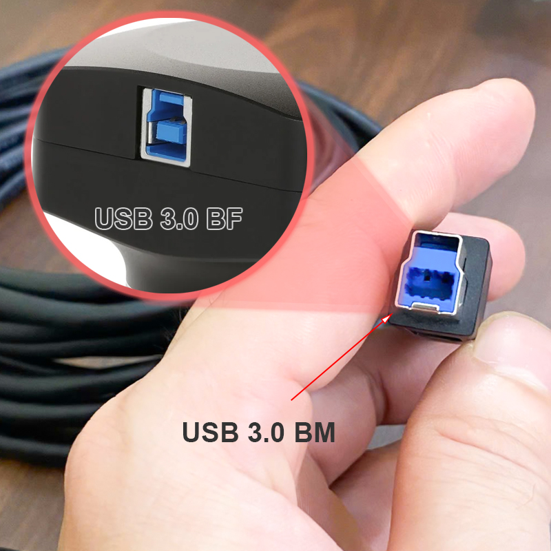 USB 3.0 AM to BM cable for electron microscopes and superzoom cameras