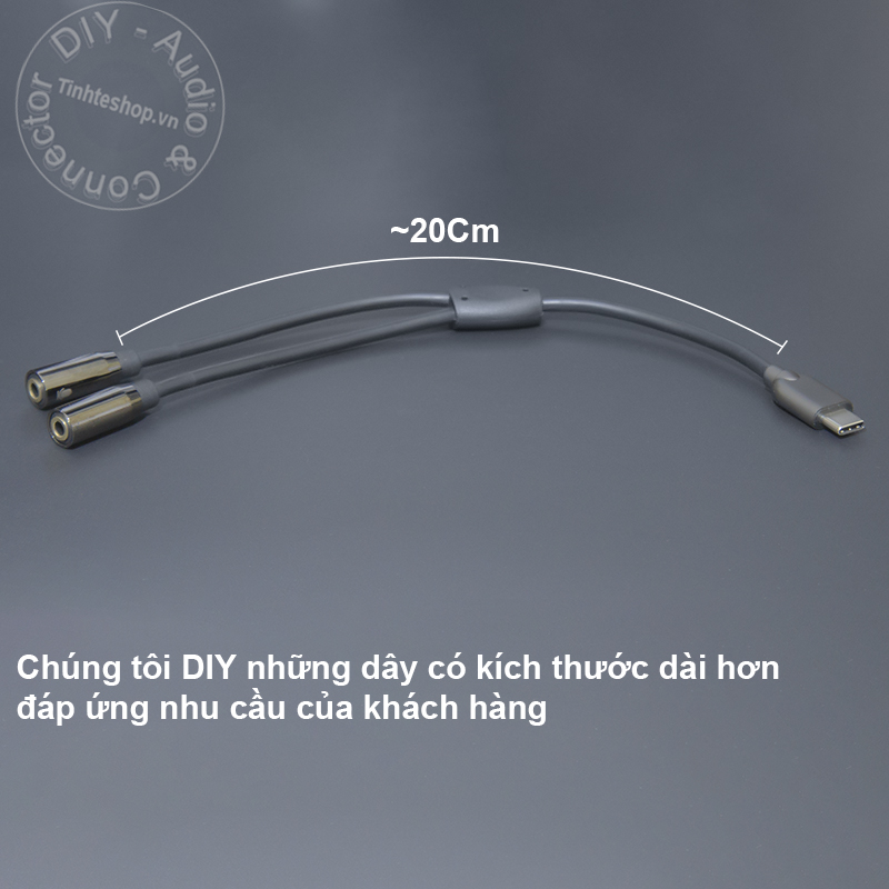 USB C sang 3.5 1 bên micro 1 bên audio 20Cm