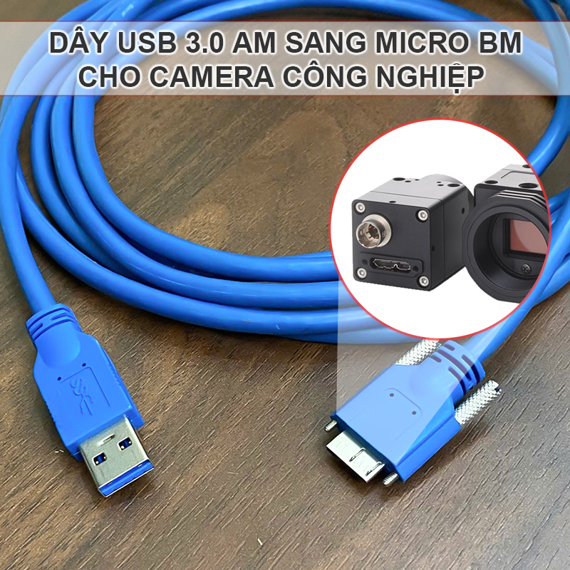 USB 3.0 AM to Micro BM cable with screw lock for industrial cameras