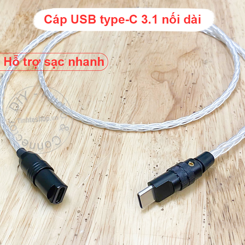 Dây USB C nối dài cho DAC AMP hỗ trợ sạc nhanh lõi đồng mạ bạc Yarbo