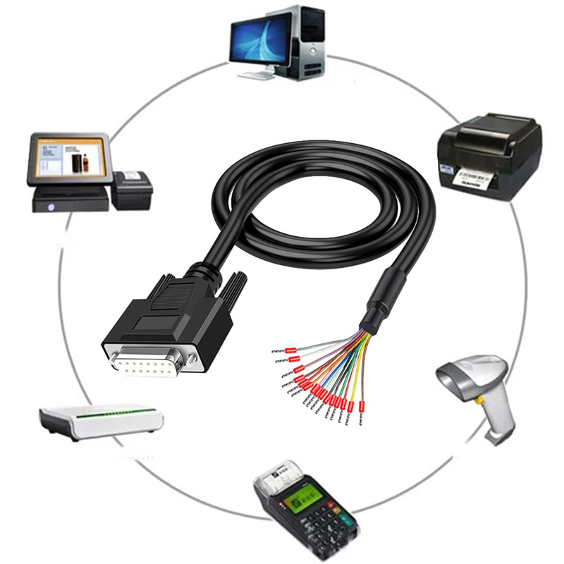 Dây RS232 DB15 cái bóp cos đấu nối terminal tùy chỉnh độ dài giao tiếp ...