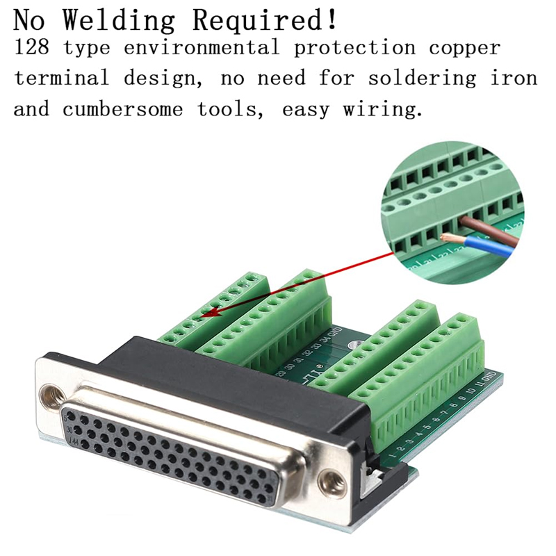 Female RS232 D-SUB Serial to 44-pin Port Terminal Adapter Breakout Board with Case Long Bolts Tail Pipe