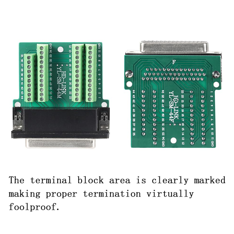 Female RS232 D-SUB Serial to 44-pin Port Terminal Adapter Breakout Board with Case Long Bolts Tail Pipe