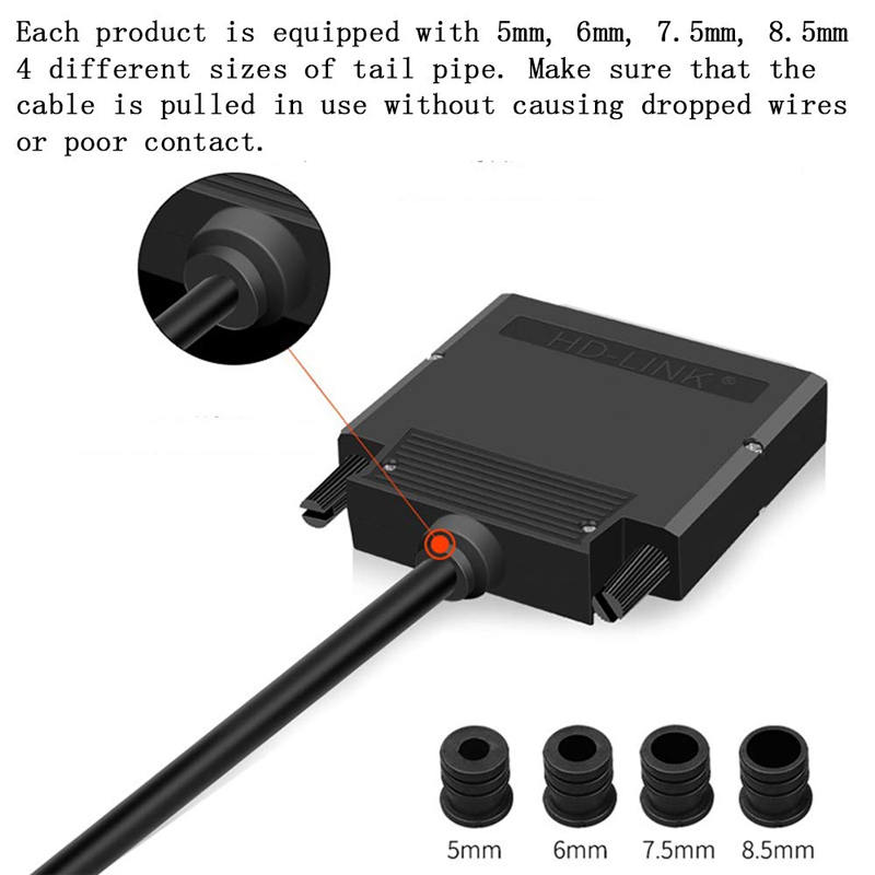 DB44 Solderless Connector, Male RS232 D-SUB Serial to 44-pin Port Terminal Adapter Breakout Board with Case Long Bolts Tail Pipe