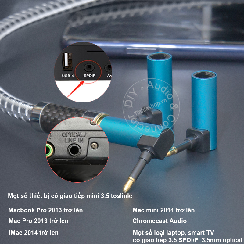 Mini 3.5mm toslink to optical audio jack at right angle