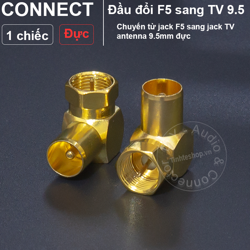 Đầu đổi F5 đực sang TV 9.5mm đực bẻ góc