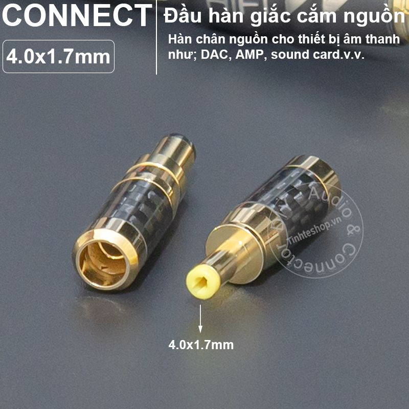 Power jack 4.0x1.7mm in 24K gold-plated copper with carbon shell