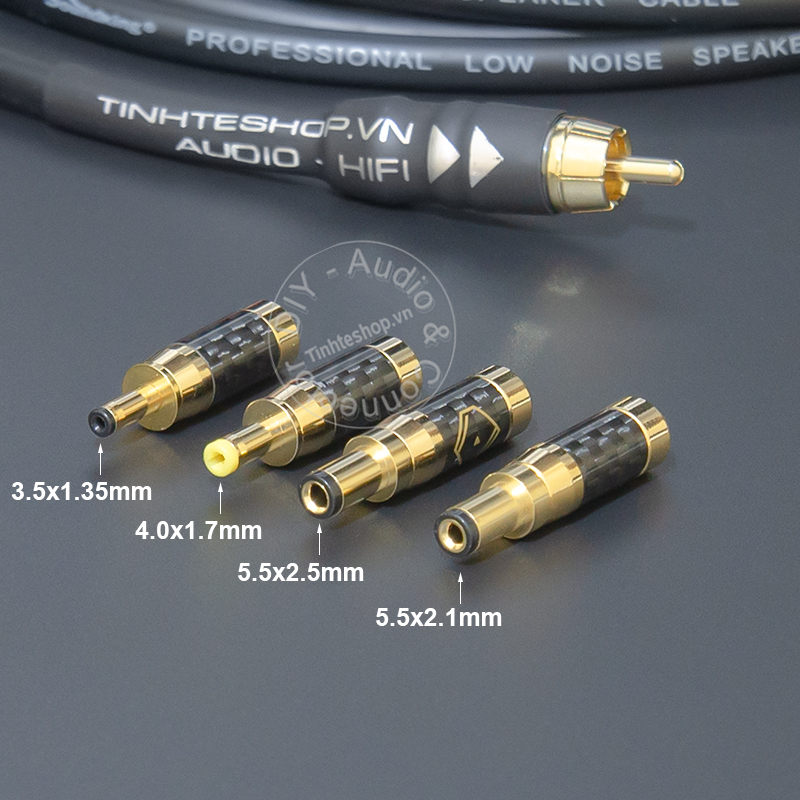 Power jack 4.0x1.7mm in 24K gold-plated copper with carbon shell