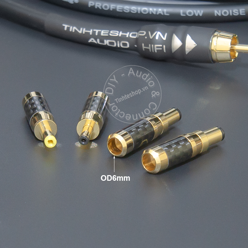 Power jack 4.0x1.7mm in 24K gold-plated copper with carbon shell