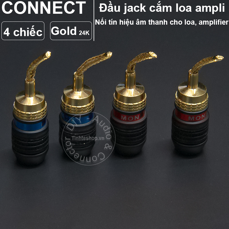 Jack mỏ chim mềm cắm cho Loa Âm ly 2mm mạ vàng 24K