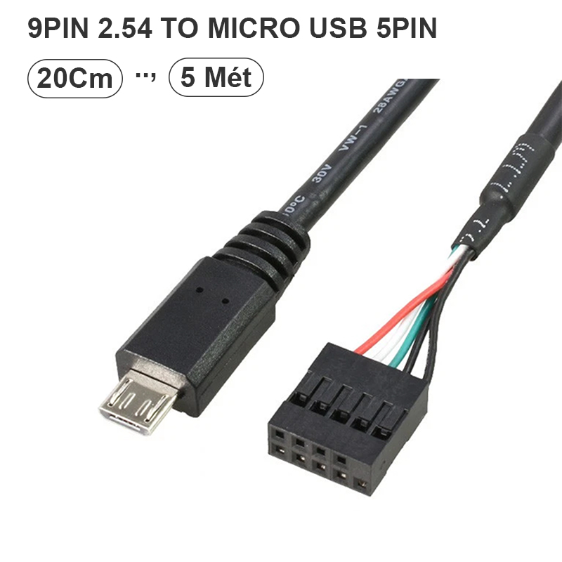 9 Pin USB Motherboard Female Header to Micro USB