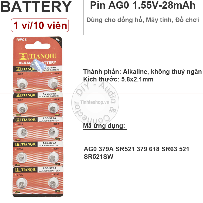 Pin alkaline AG0 379A SR521 379 618 SR63 521 SR521SW