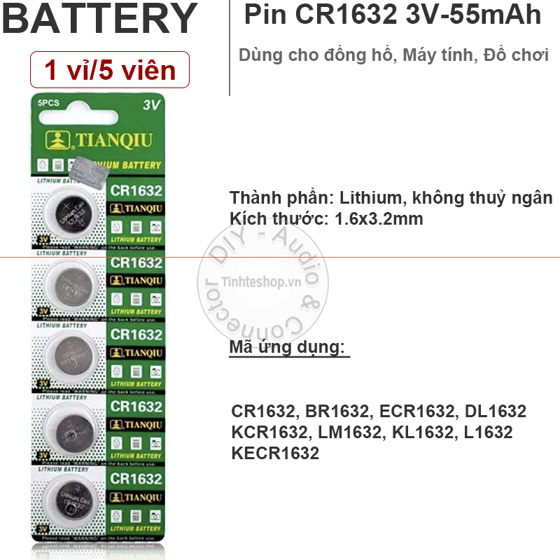 Pin cúc áo CR1632 ECR1632 KCR1632 1632