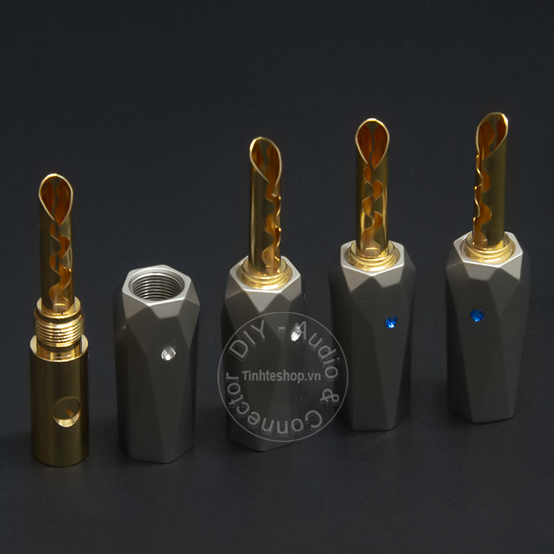 Rắc loa bắp chuối răng cưa đồng mạ vàng 24K AEC - Connector