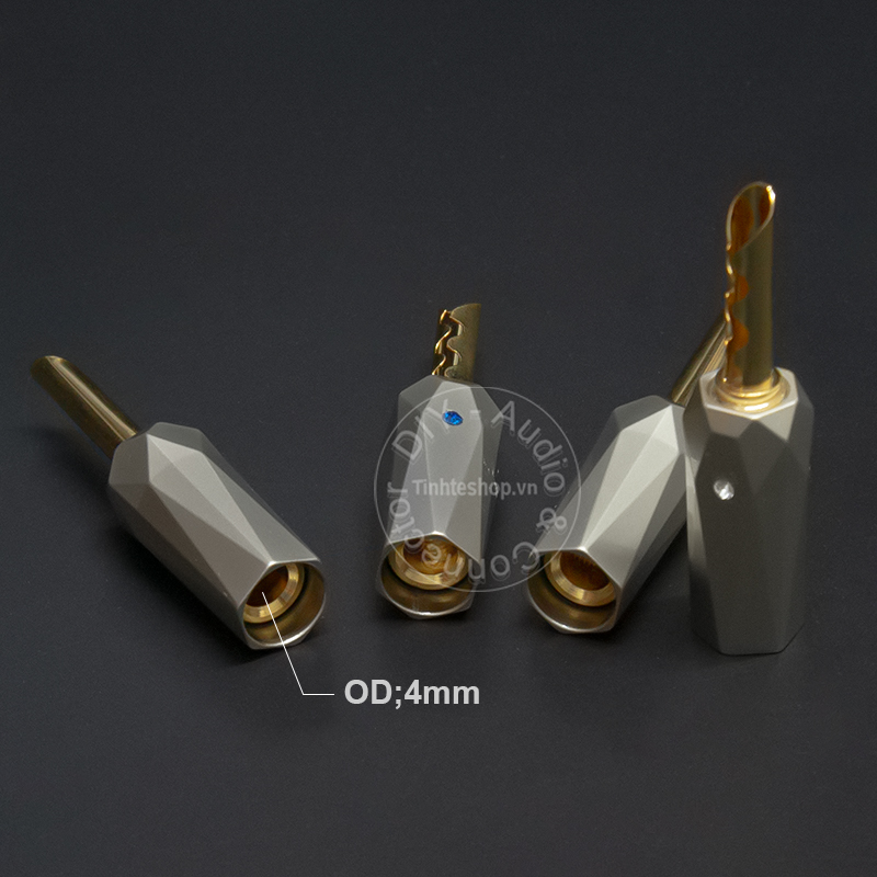 Rắc loa bắp chuối răng cưa đồng mạ vàng 24K AEC - Connector