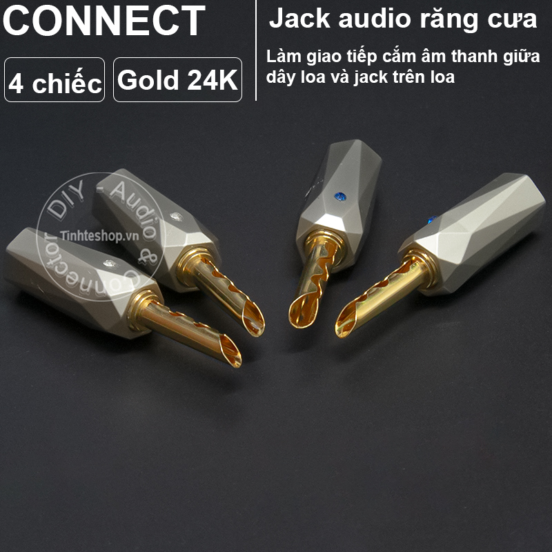 Rắc loa bắp chuối răng cưa đồng mạ vàng 24K AEC - Connector