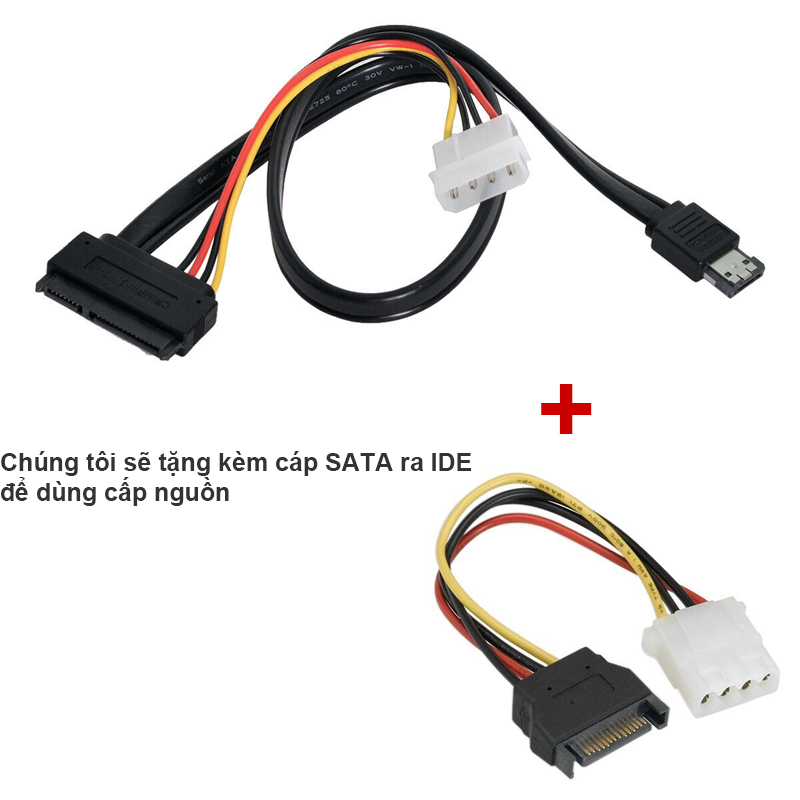 Cáp SATA sang eSATA cho ổ HDD 2.5 3.5'' DVD 5.25'' có cấp nguồn ngoài IDE 12V