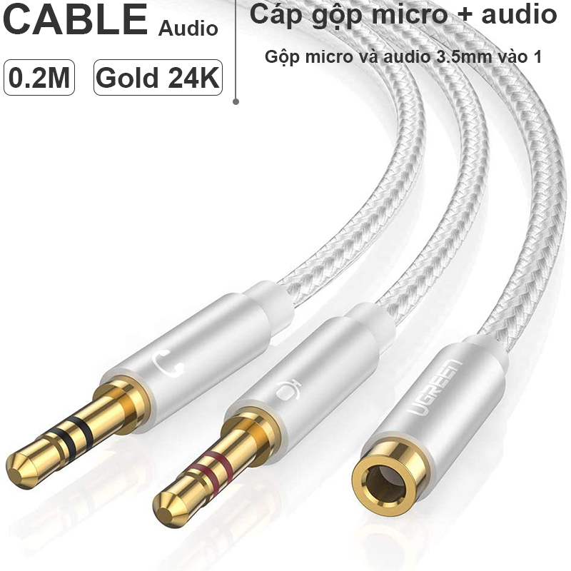 cáp gộp 2 đầu 3.5mm đực ra 1 đầu 3.5mm cái ugreen 10790