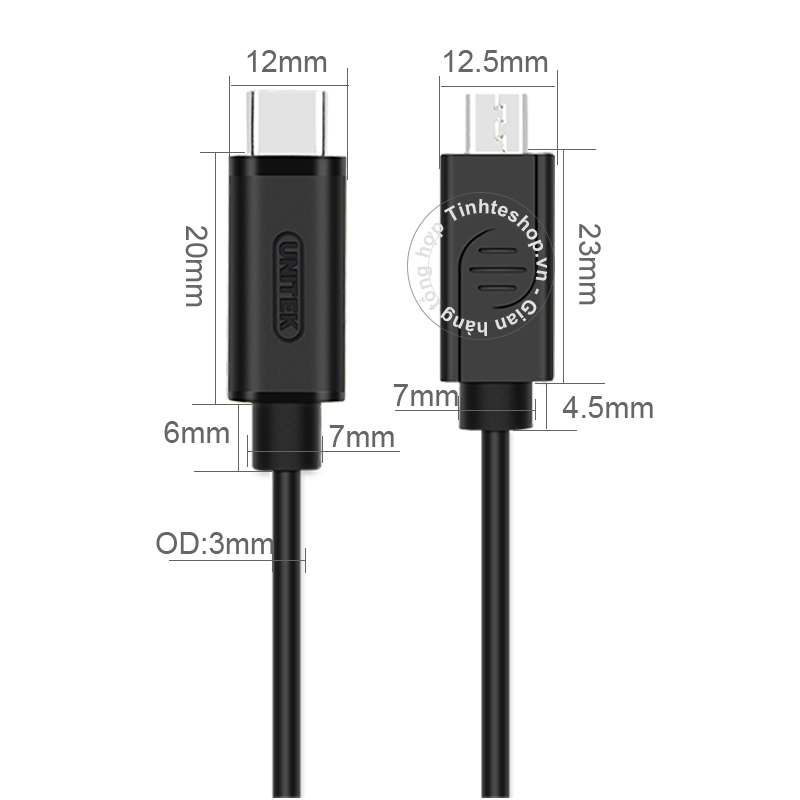 Cáp USB C sang Micro USB 1 mét Unitek Y-C473BK