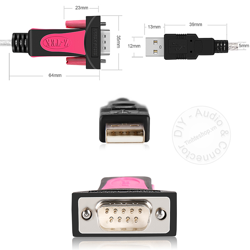 Dây USB sang RS232 1.8 mét Z-tek ZE-533A chipset FTDI FT232 - USB to RS232