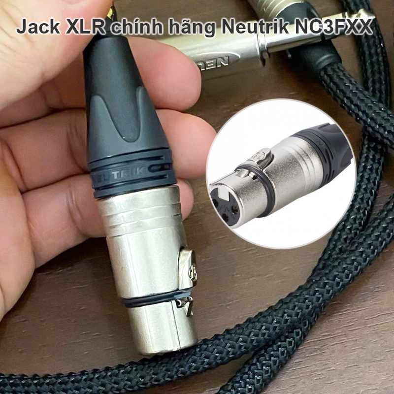 Cáp loa kiểm âm canon cái sang 6.5 ly stereo