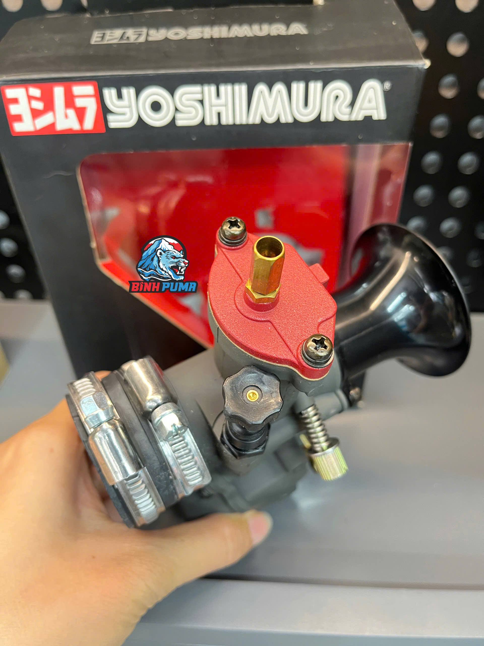 Bình Phạm Bình xăng con - chế hòa khí YOSHIMURA TM - MJN26 (máy nằm