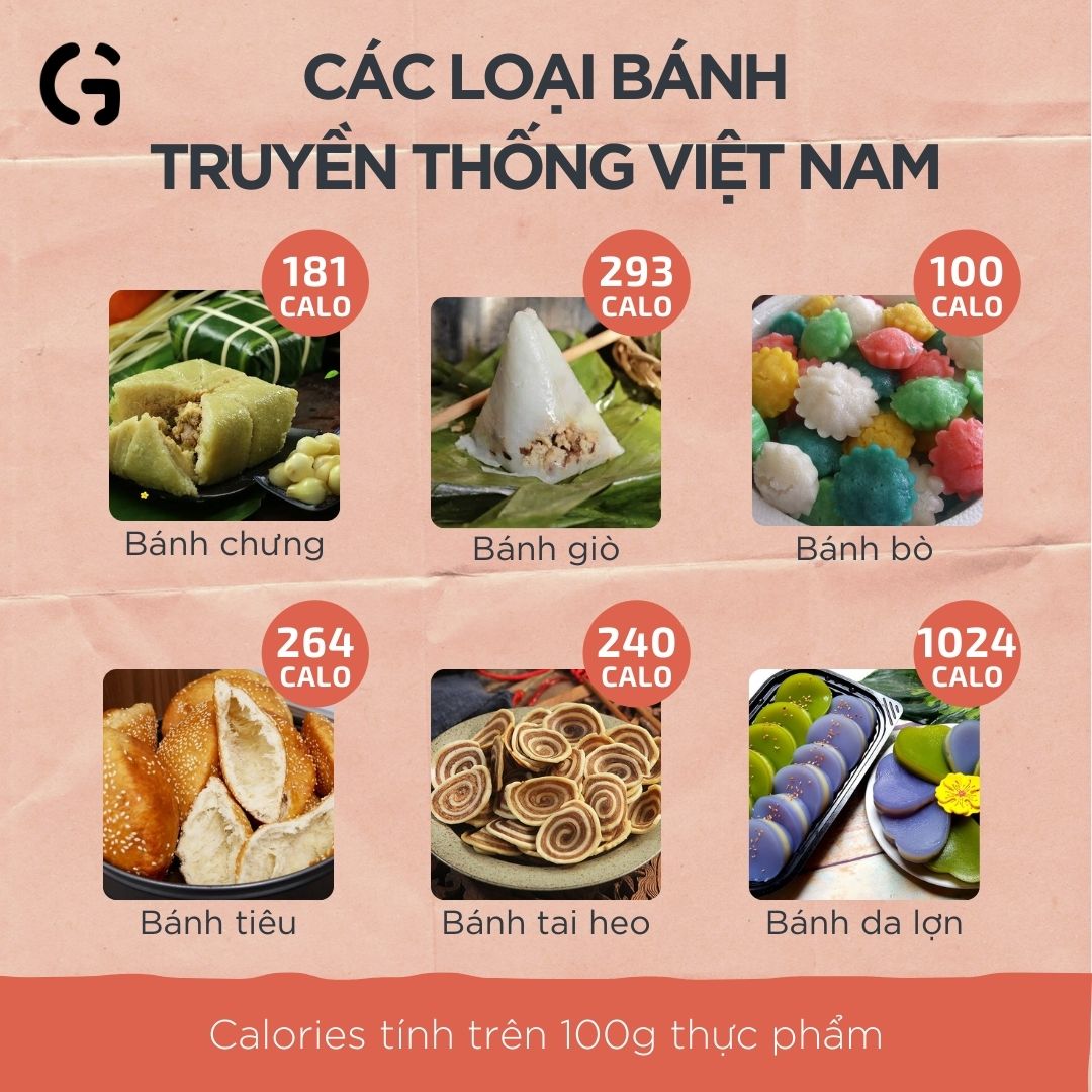 Calories trong các loại bánh truyền thống Việt Nam