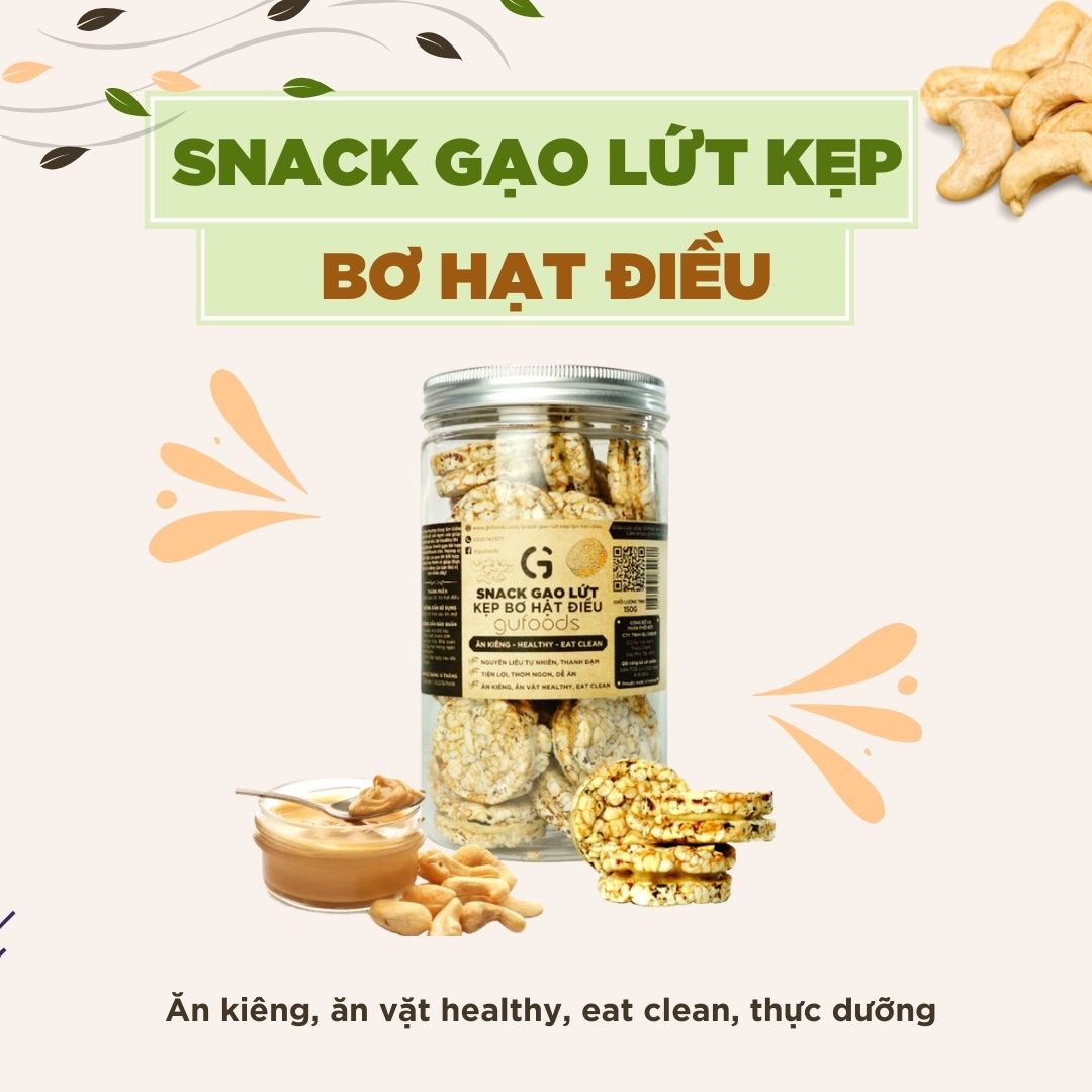 Snack gạo lứt kẹp bơ hạt điều