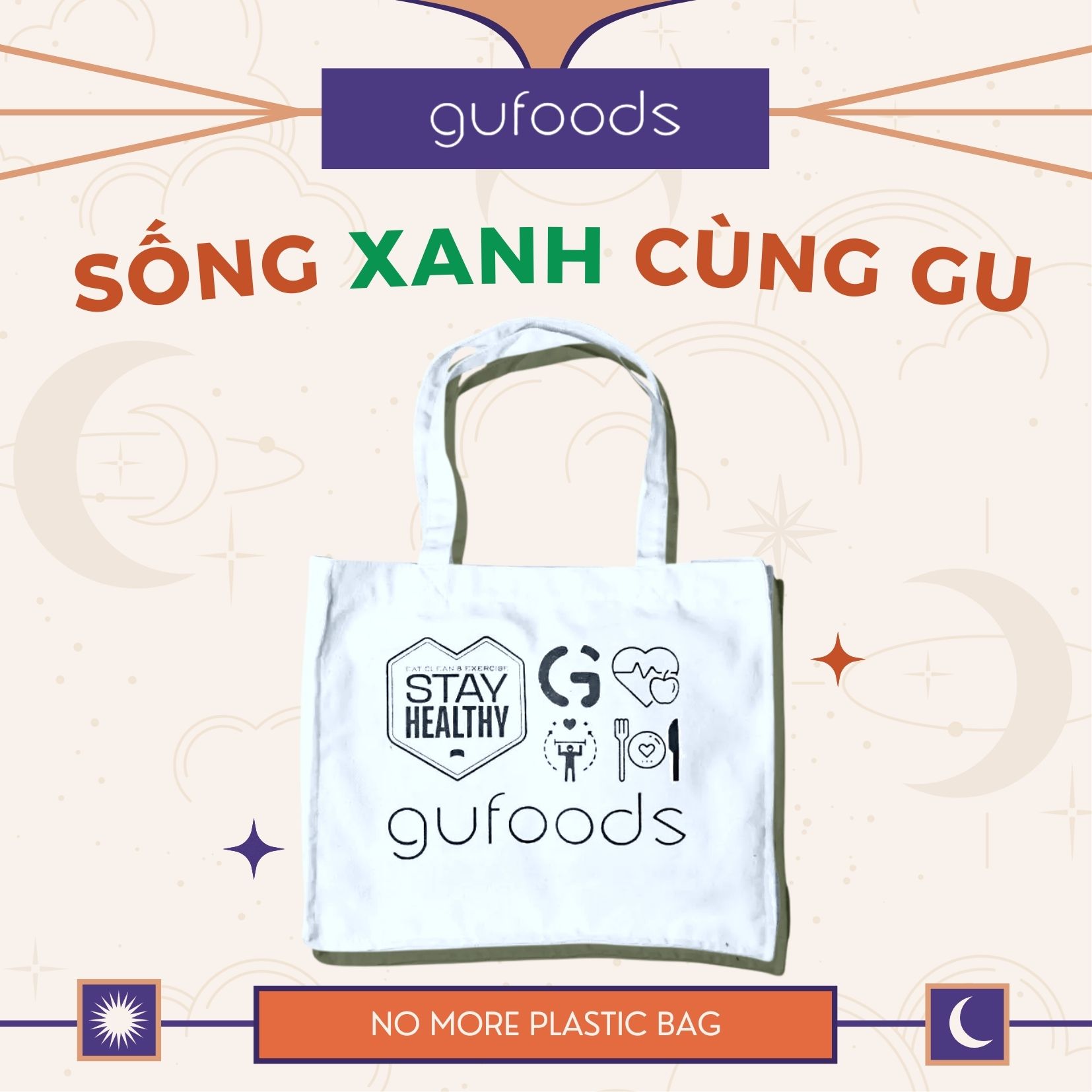 Chọn túi tote - Thêm màu sống xanh cùng GUfoods