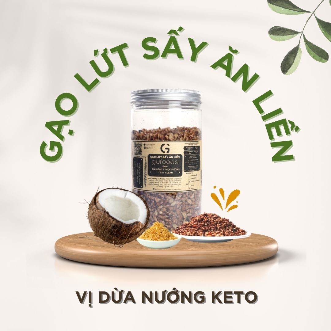 Ăn vặt healthy tiện lợi với gạo lứt sấy ăn liền GUfoods - Vị dừa nướng Keto
