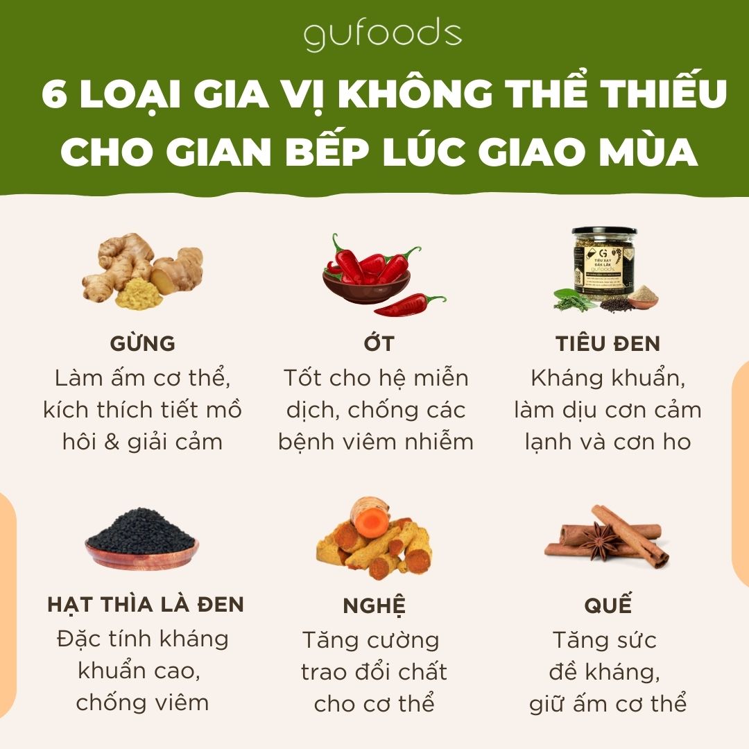 Bật mí 6 loại gia vị không thể thiếu trong gian bếp lúc giao mùa