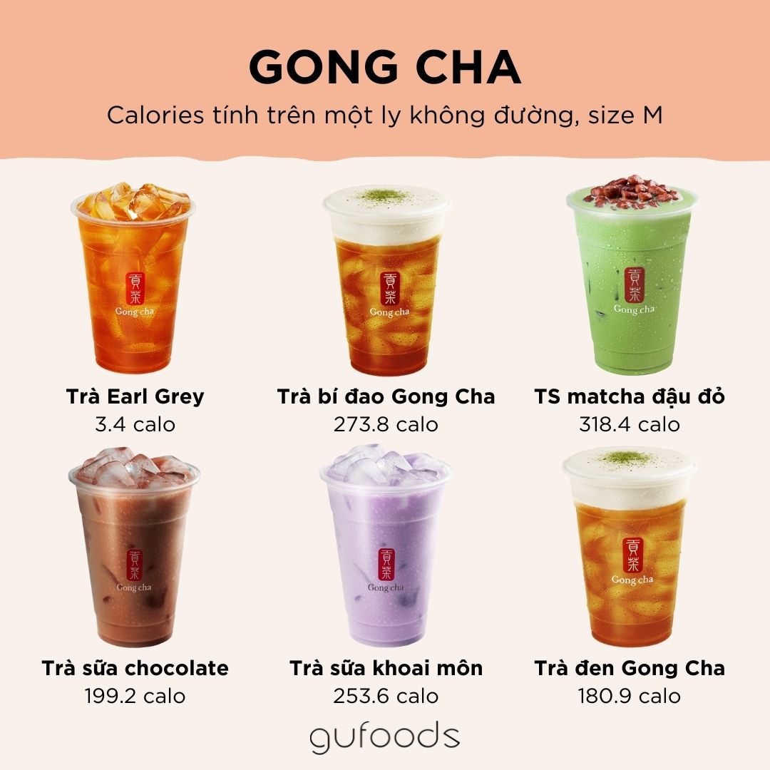 Calories của các thức uống Gong Cha